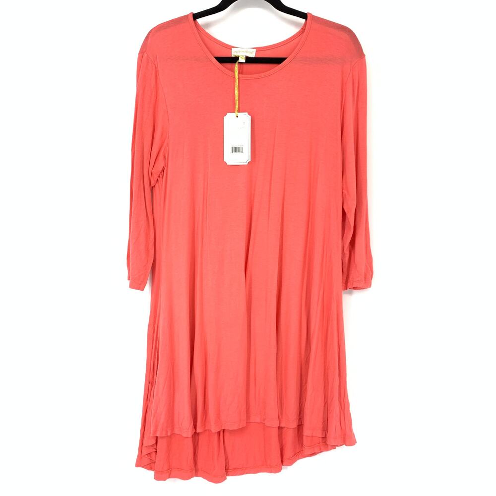 Simply Southern Women's Size M Long Sleeve Scoop Neck Tunic Top Coral Pink NWT